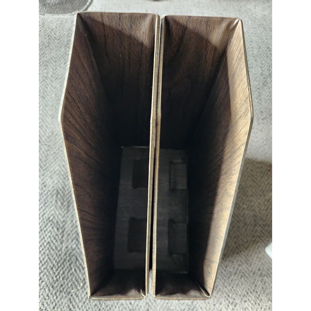 2 Vintage Magazine File Slip Cover Case Holders Letter Size Woodgrain Design